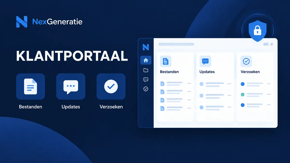 Klantportaalinfographic met bestanden, updates en verzoeken